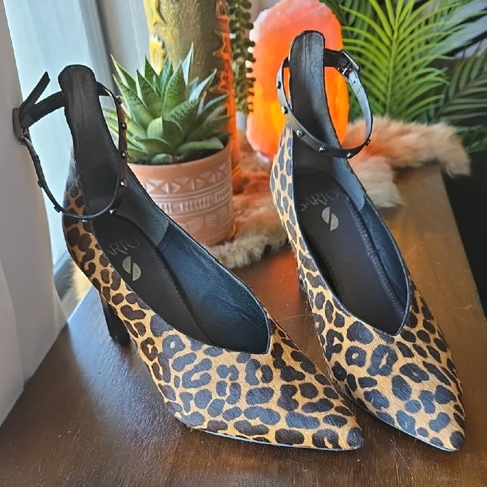 SARTO By Franco Sarto Animal Print Ankle Strap Heels